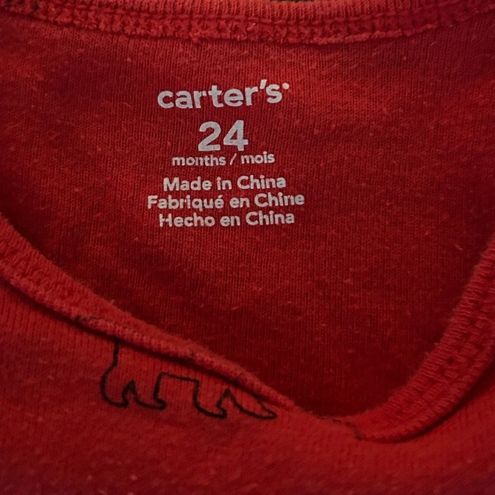 Carters Baby Boy Red Black Bear Long Sleeve Bodysuit 24 Months 126H029 1464